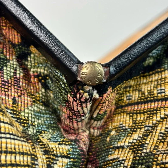 Vintage 1950’s Harry Levine Jewel Kiss Clasp Floral Tapestry Purse Leather Strap - Picture 7 of 16